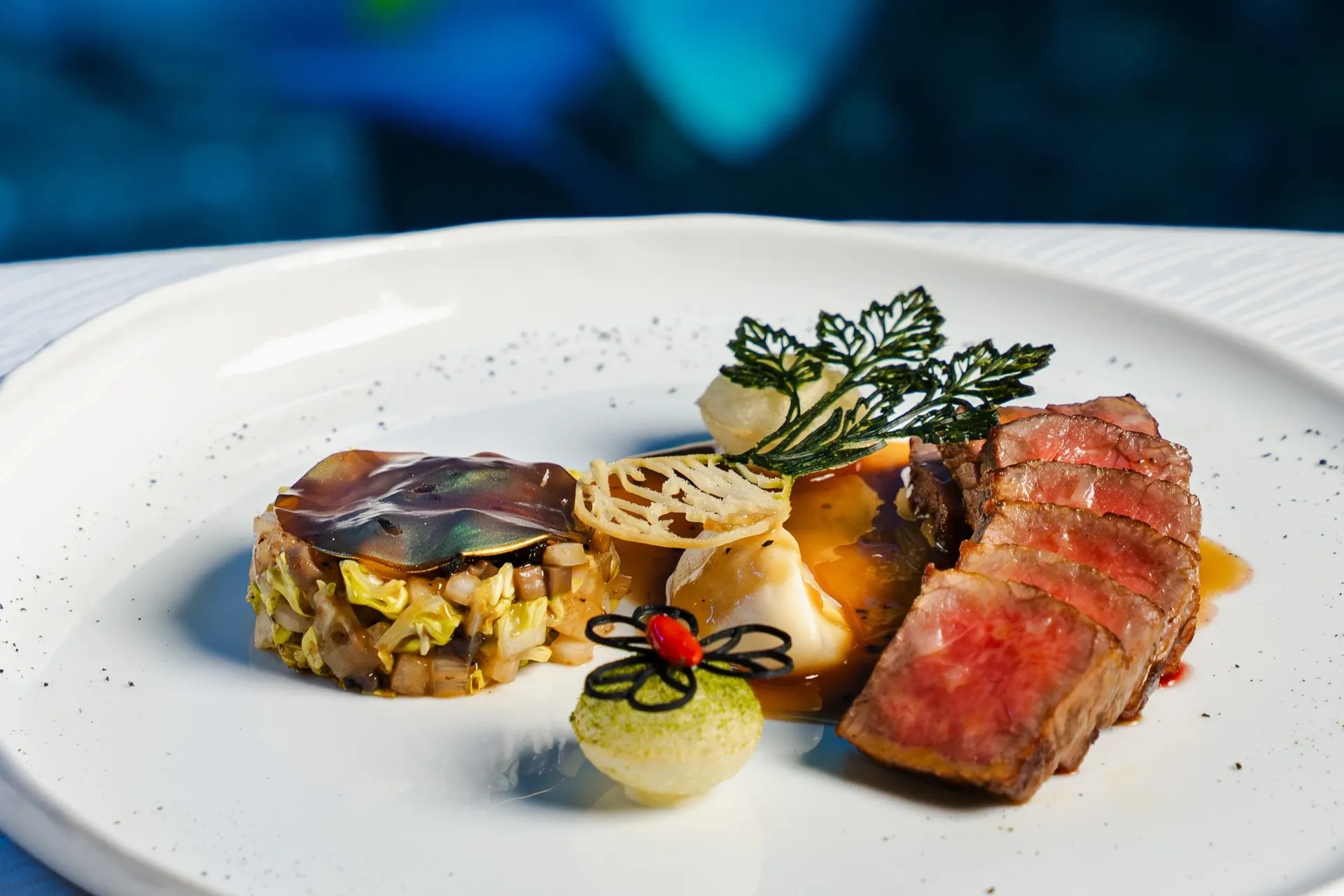 Sliced beef course